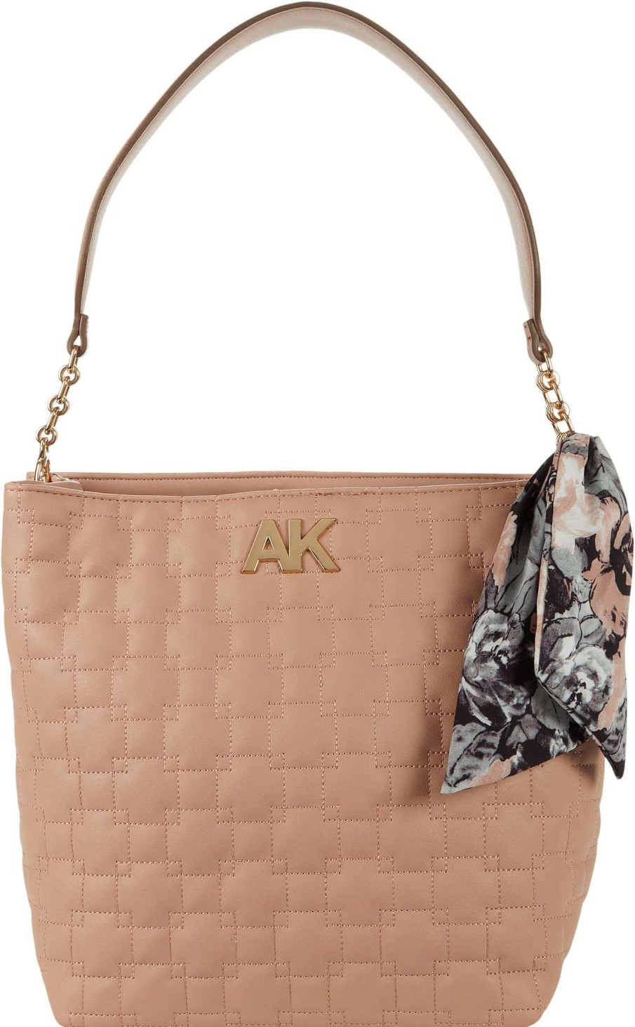 Anne Klein Bags * | Quilted Velvet Hobo With Scarf Anne Klein Hot Sell