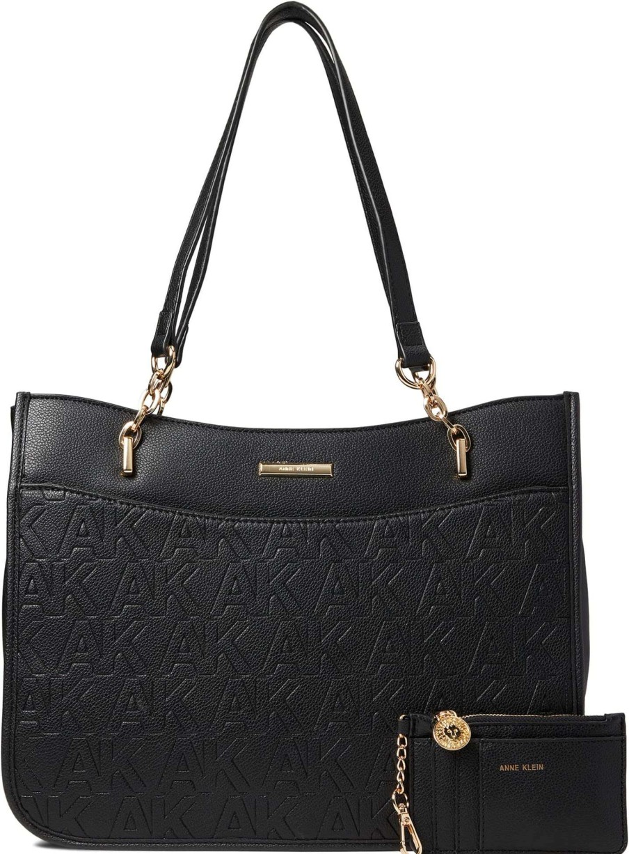 Anne Klein Bags * | Embossed Logo Tote With Chain Swag Anne Klein Classical