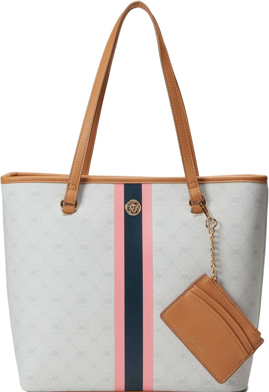 Anne Klein Bags * | Ring Logo Tote W/ Varsity Stripe & Card Case Anne Klein Top Selling