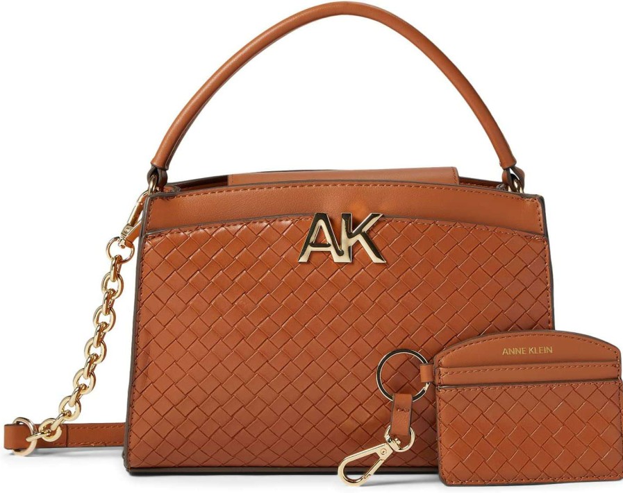 Anne Klein Bags * | Woven Curved Satchel W/ Card Case Anne Klein New