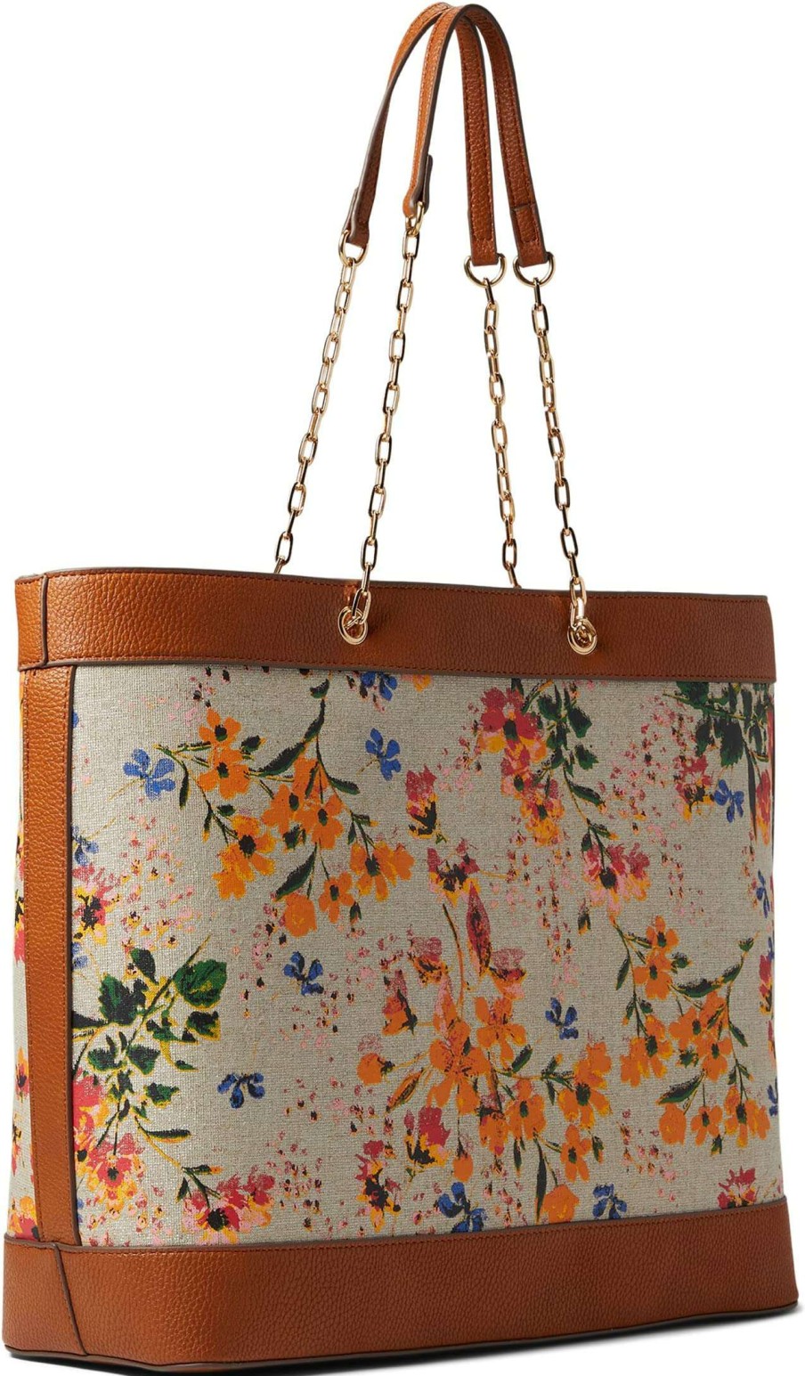 Anne Klein Bags * | Floral Cork Triple Compartment Chain Tote W/ Card Case Anne Klein Fashion