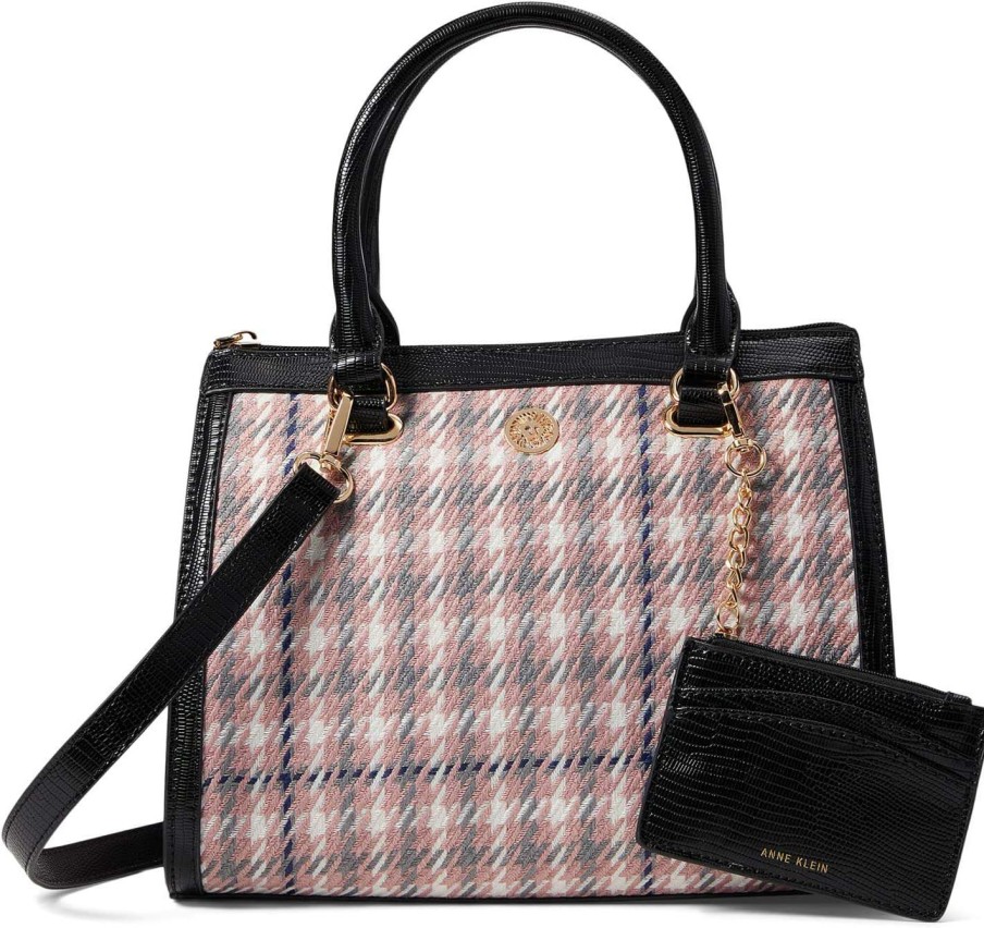 Anne Klein Bags * | Houndstooth Satchel Anne Klein Attractive