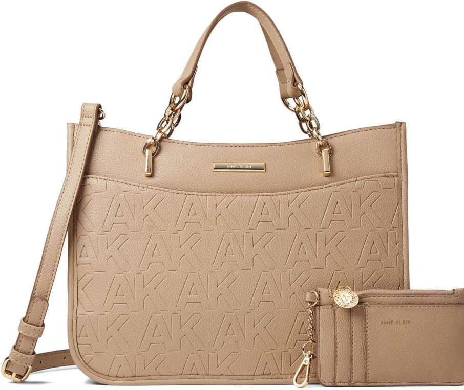 Anne Klein Bags * | Embossed Logo Satchel With Chain Swag Anne Klein Fashion