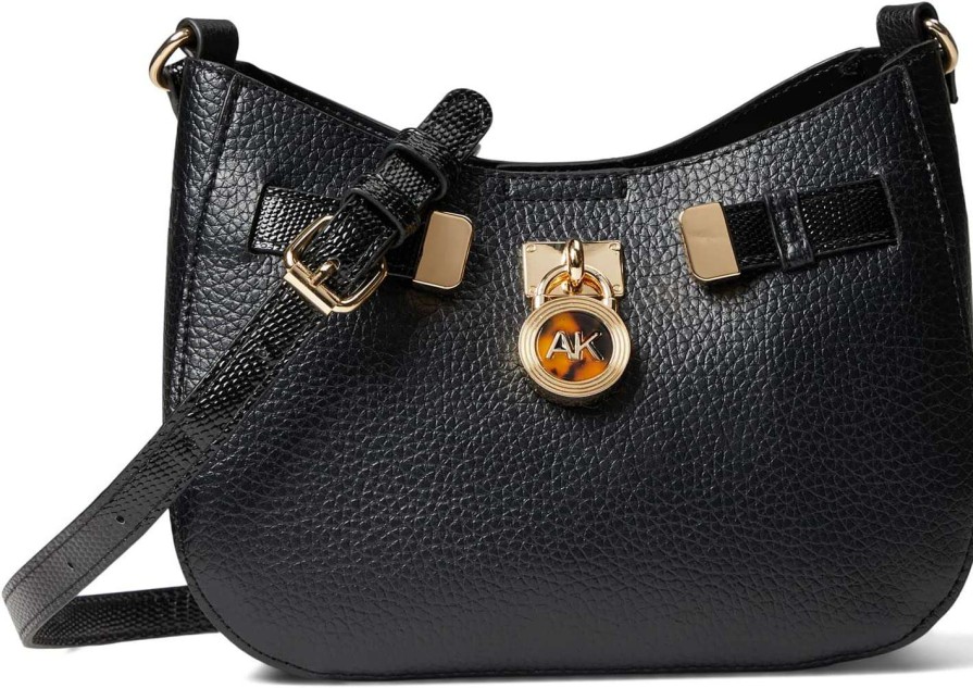 Anne Klein Bags * | Curved Crossbody With Lock Anne Klein Hot Sell